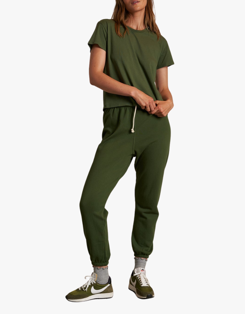 Perfect White Tee Harley Cotton Short Sleeve Boxy Crew Tee in Fern Green