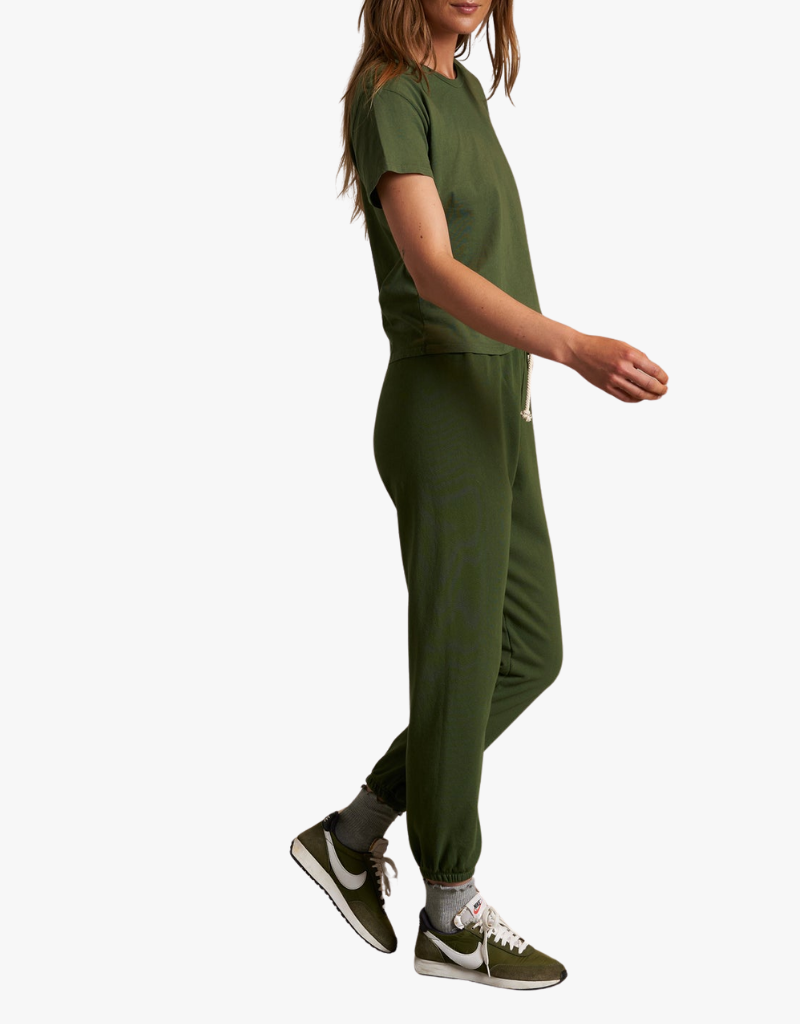 Perfect White Tee Harley Cotton Short Sleeve Boxy Crew Tee in Fern Green