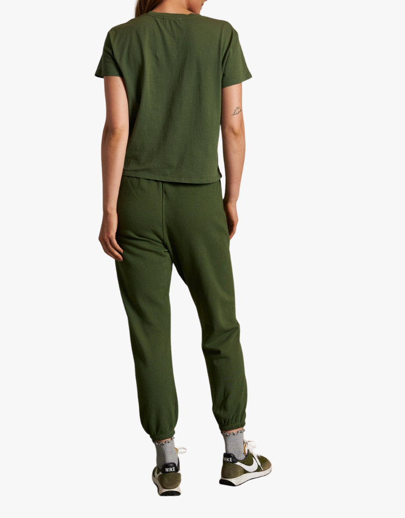 Perfect White Tee Harley Cotton Short Sleeve Boxy Crew Tee in Fern Green