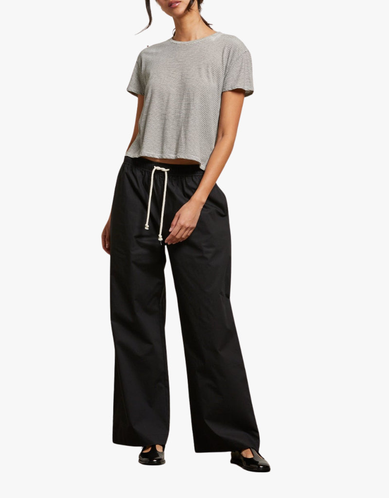 Perfect White Tee Harley Crispy Lightweight Cotton Boxy Tee in Ivory & Black Stripe