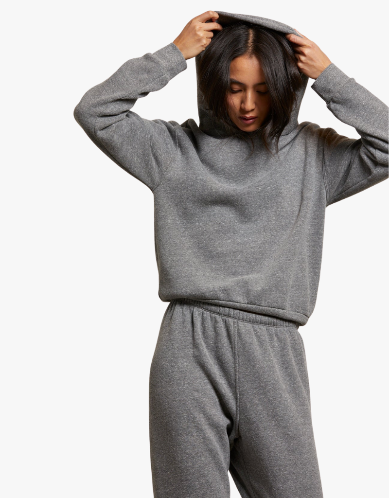 Perfect White Tee Heart Hoodie Fleece Pullover Hoodie in Dark Heather Grey