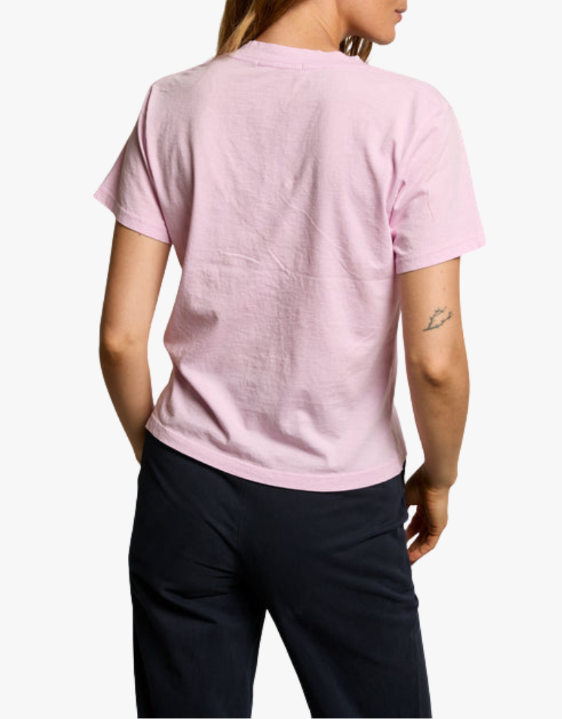 Perfect White Tee Hendrix Cotton Short Sleeve Boxy V Neck Tee in Sugar Pink