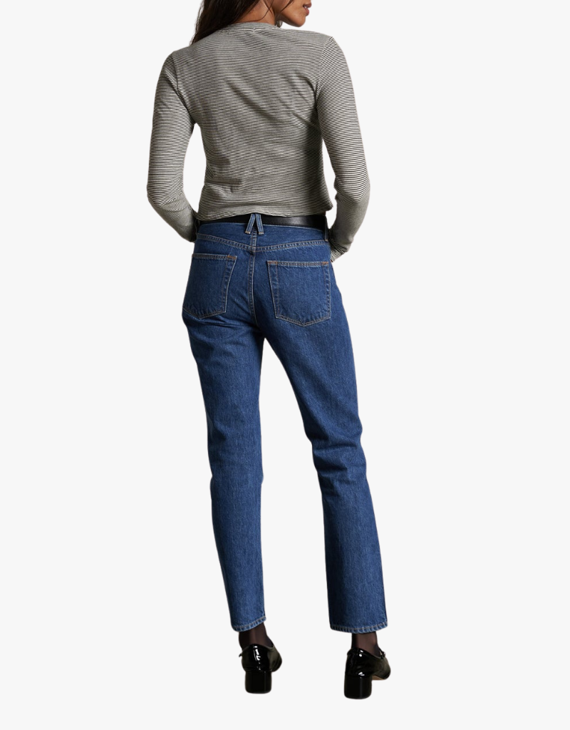 Perfect White Tee Jamie Stripe Jersey Crewneck Long Sleeve in Ivory & Black Stripe