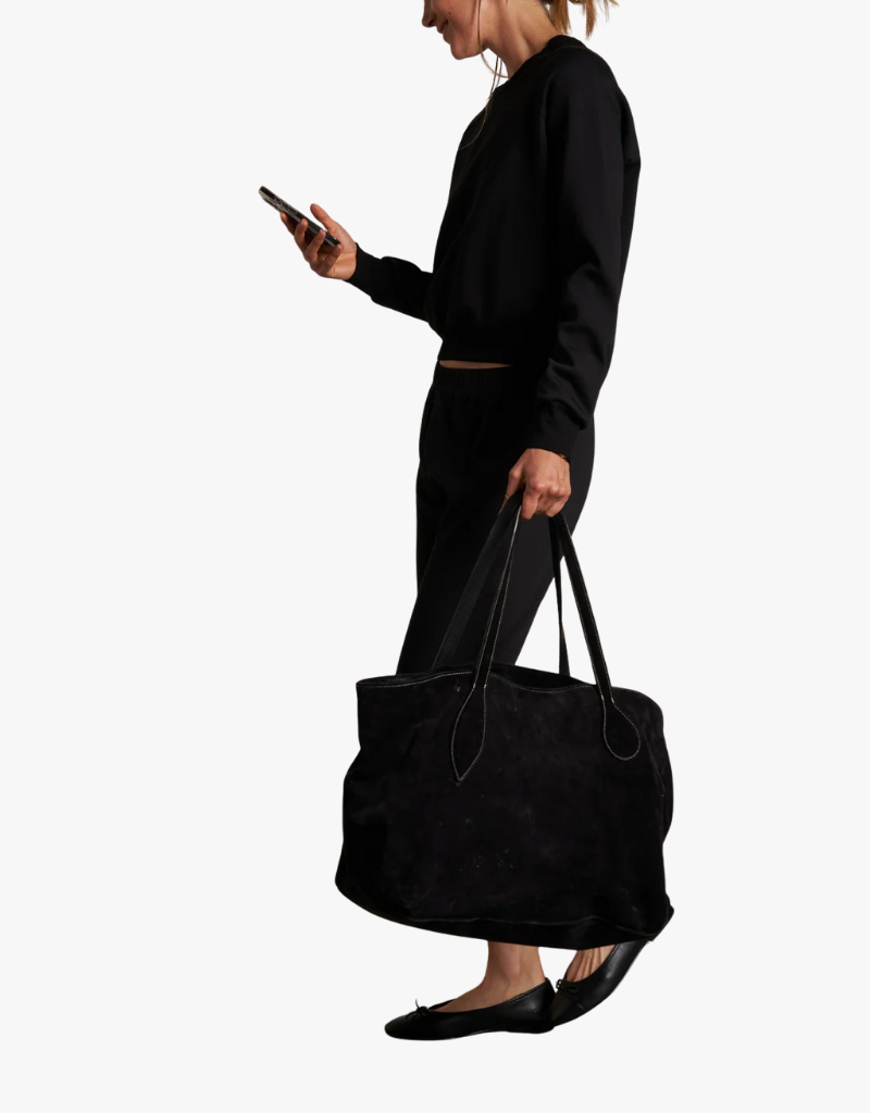 Perfect White Tee Lucia Travel Long Sleeve Raglan in True Black