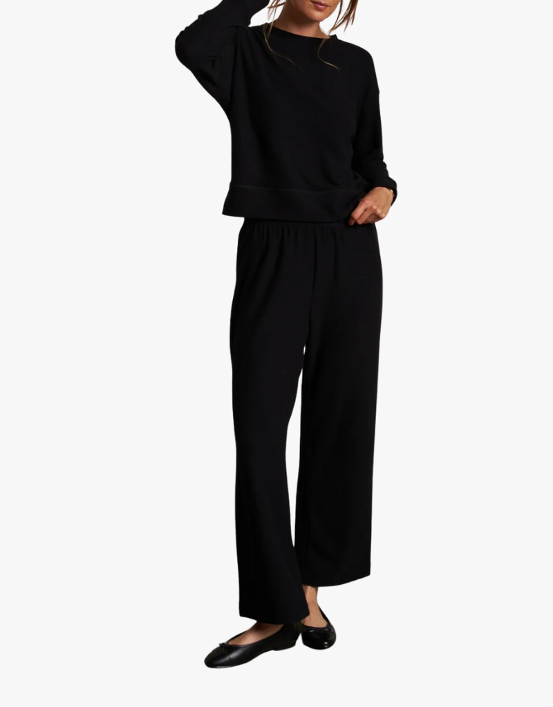 Perfect White Tee Marcie Brushed Sweater Jersey Pull On Pant in True Black
