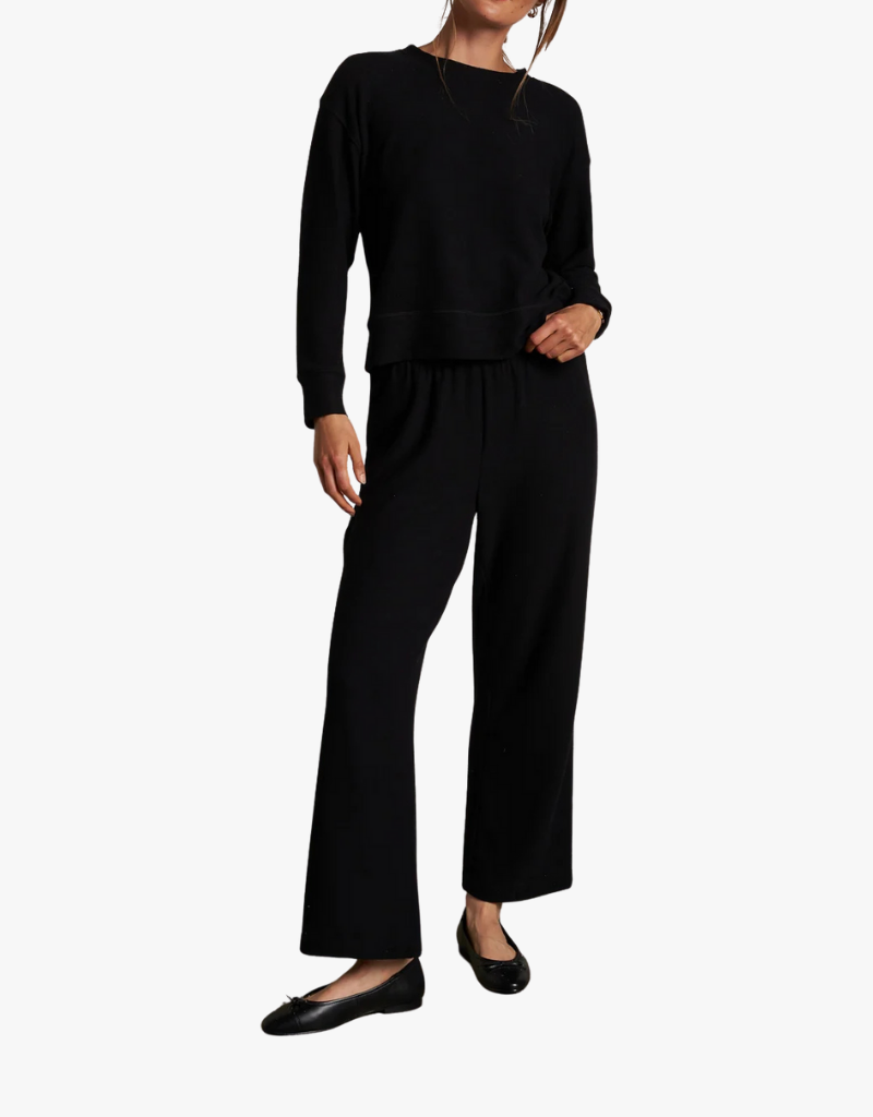 Perfect White Tee Selma Brushed Sweater Jersey Pullover in True Black