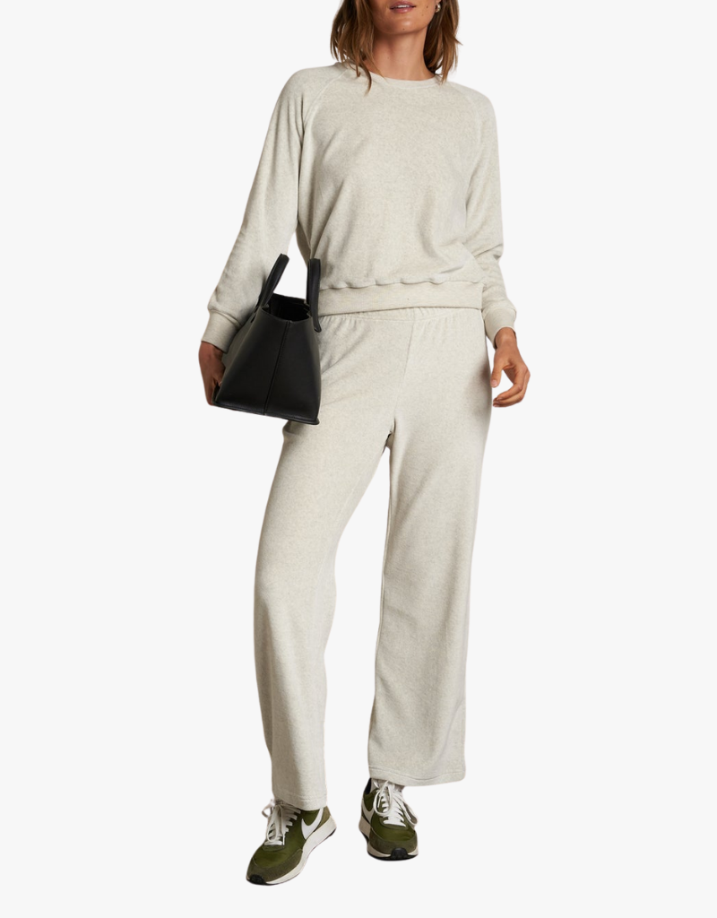 Perfect White Tee Stella Velour Shrunken Raglan Sweatshirt in Oatmeal