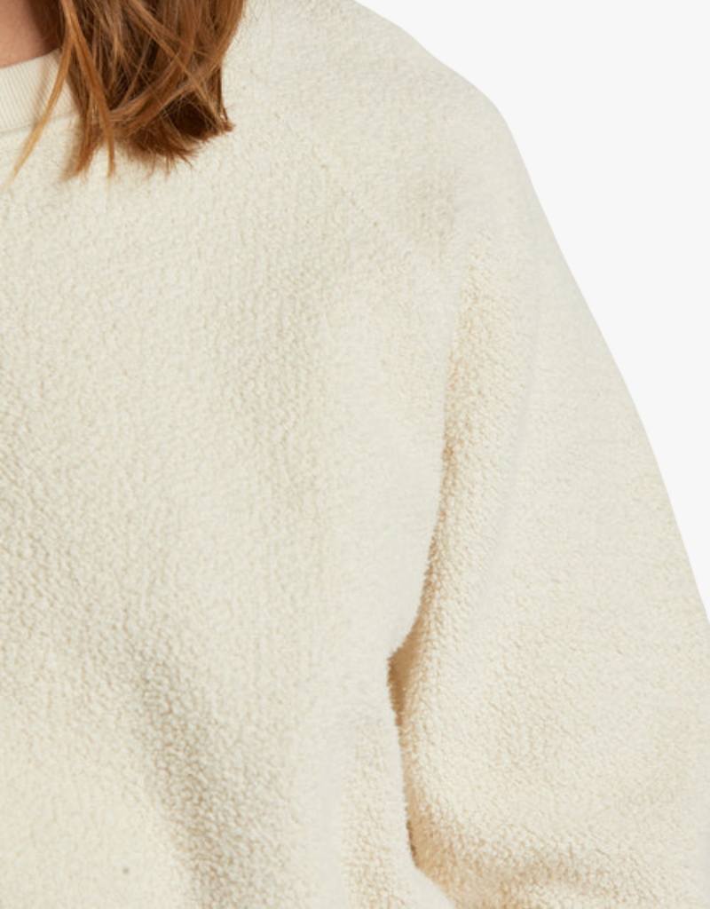 Perfect White Tee Ziggy Inside Out Fleece Long Sleeve Shrunken Crewneck Sweatshirt in Sugar