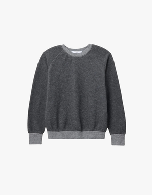 Perfect White Tee Ziggy Inside Out Fleece Long Sleeve Skrunken Crewneck Sweatshirt in Dark Heather Grey