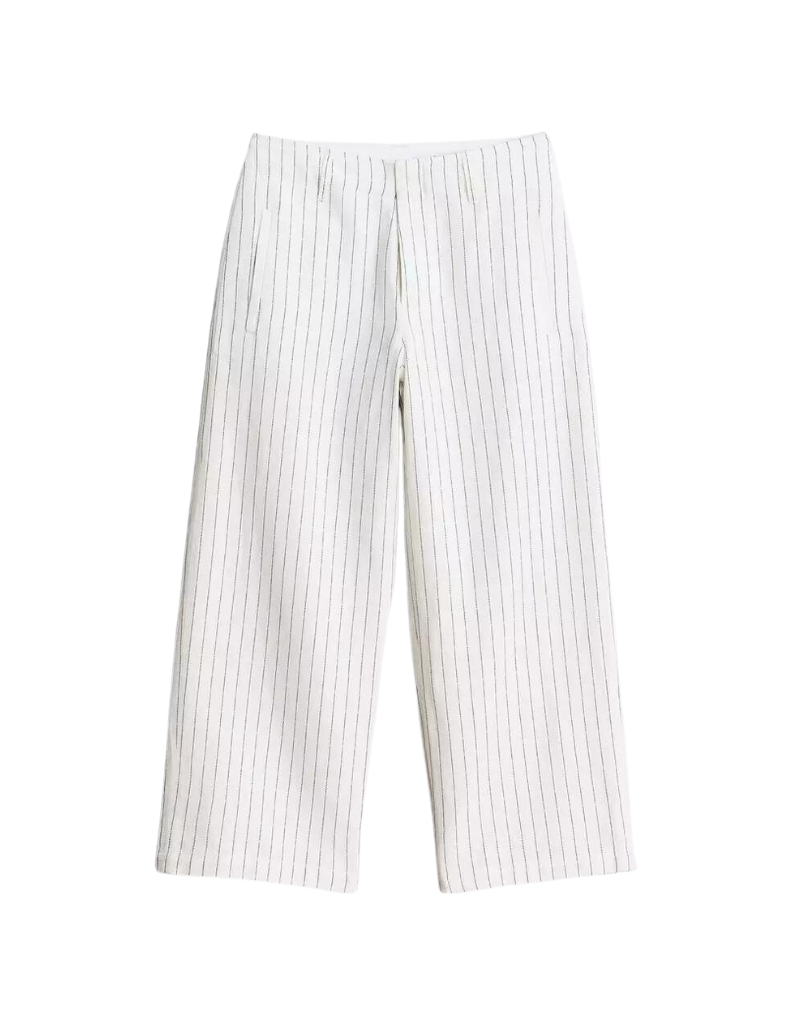 Rag & Bone Dylan Cropped Stripe Pant in White Stripe