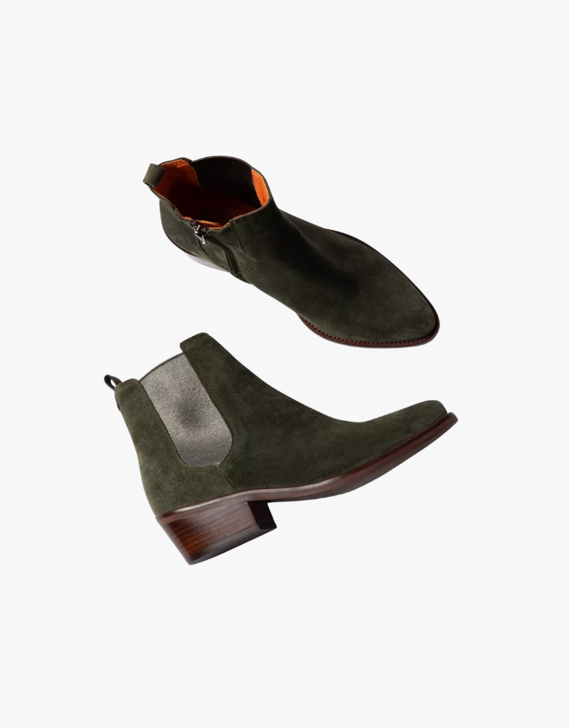 Penelope Chilvers Rove Suede Boot in Khaki & Pewter