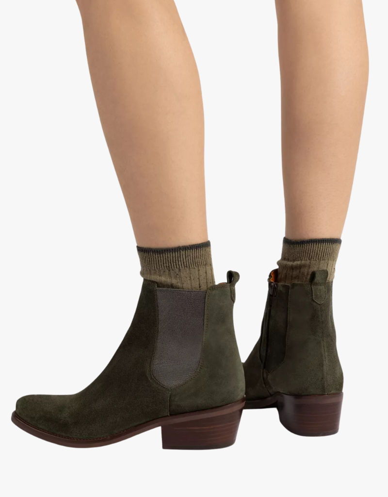 Penelope Chilvers Rove Suede Boot in Khaki & Pewter