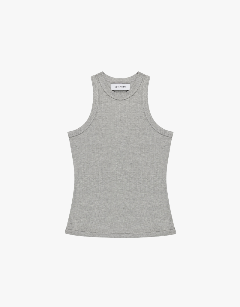 SPRWMN Rib Racer Front Tank in Heather Grey