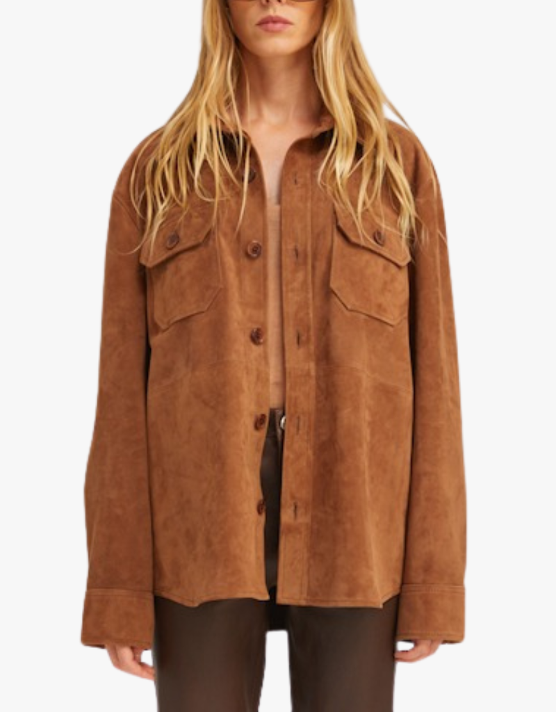 SPRWMN Shacket in Dark Cognac