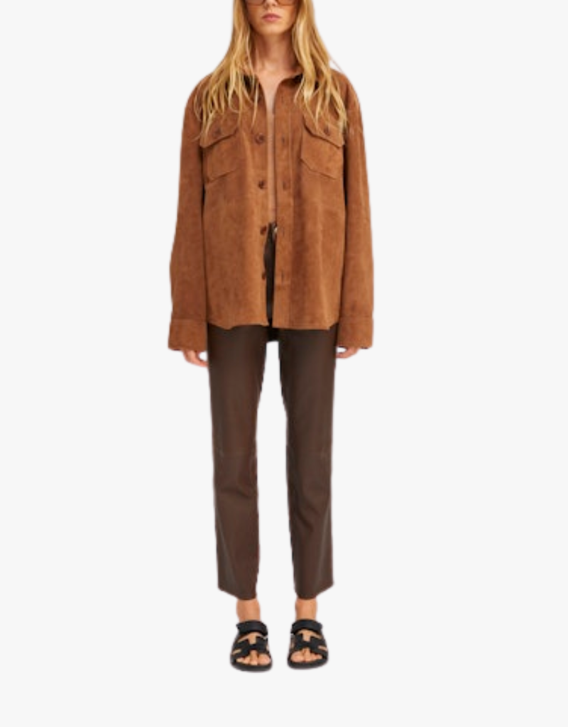 SPRWMN Shacket in Dark Cognac