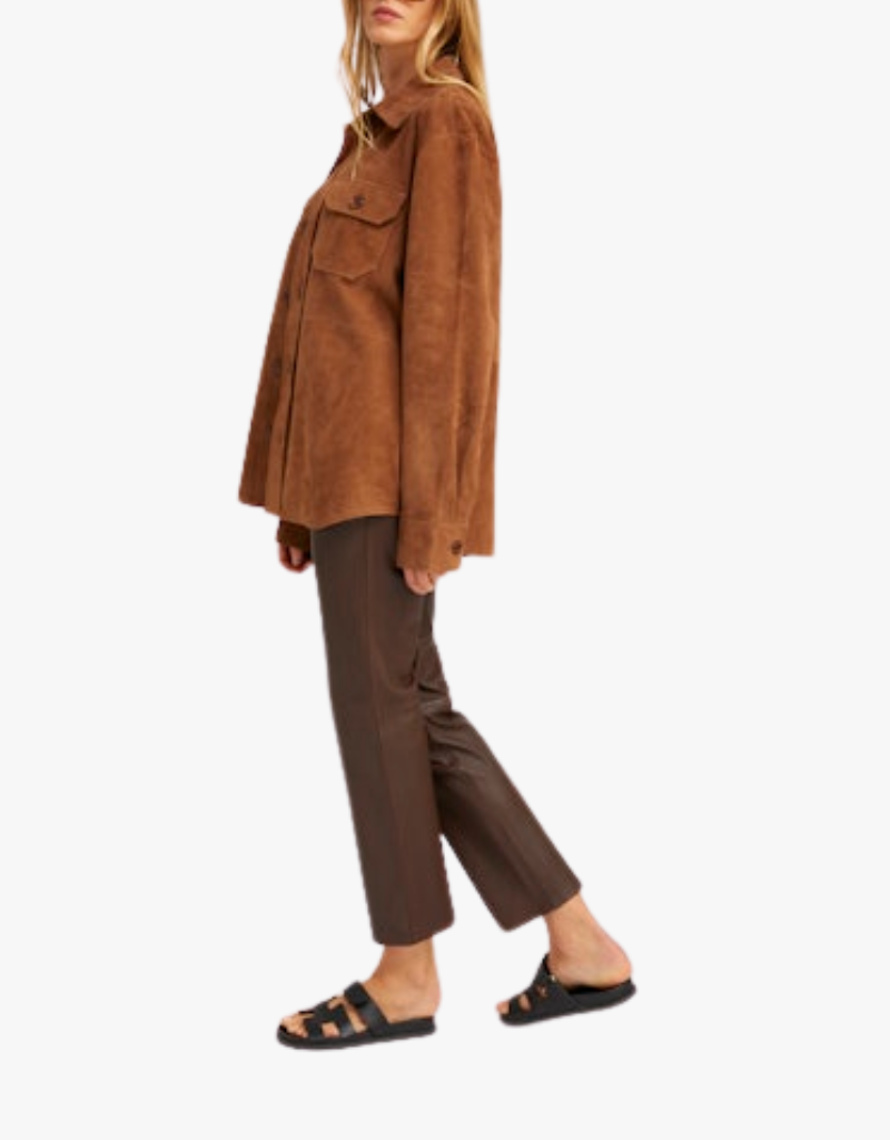 SPRWMN Shacket in Dark Cognac