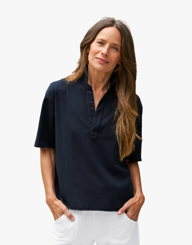 Frank & Eileen Patty Popover Short Sleeve Henley in British Royal Navy (Heritage Jersey)