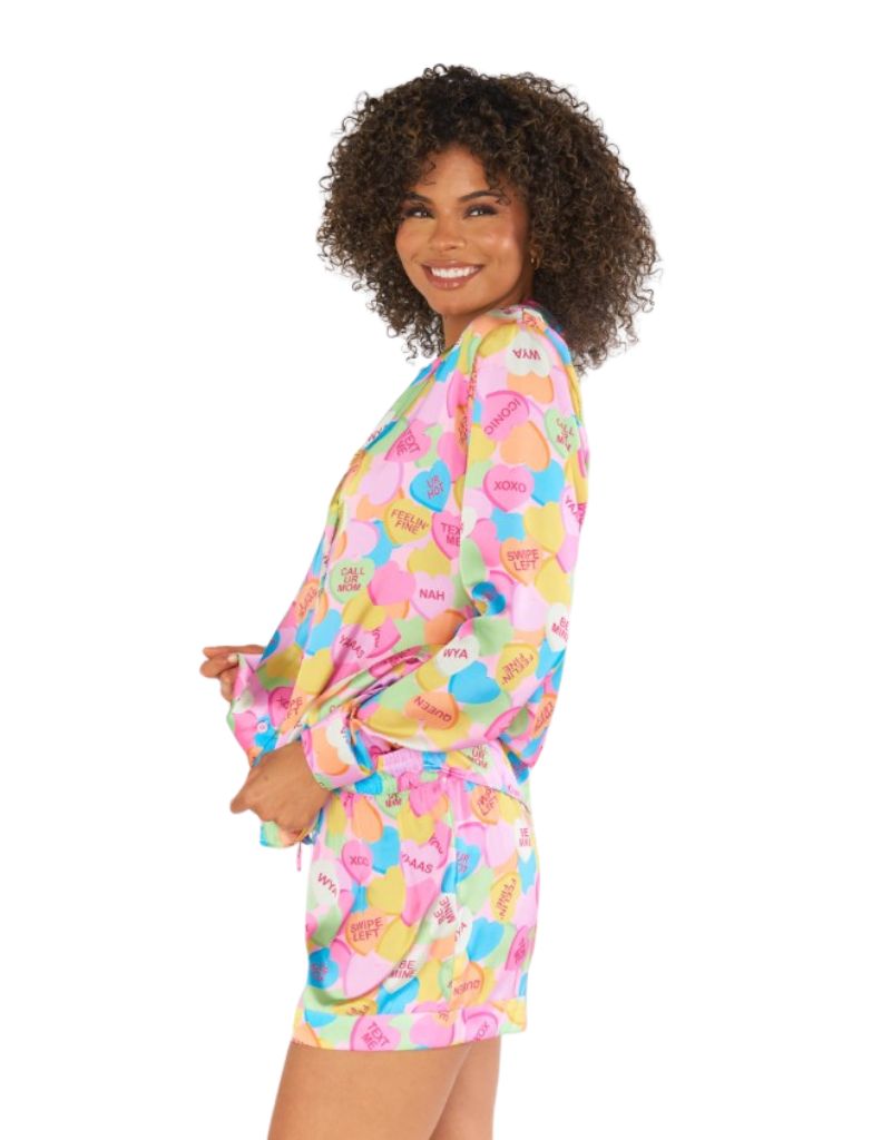 Show Me Your Mumu Early Riser PJ Set in Candy Crush Silky