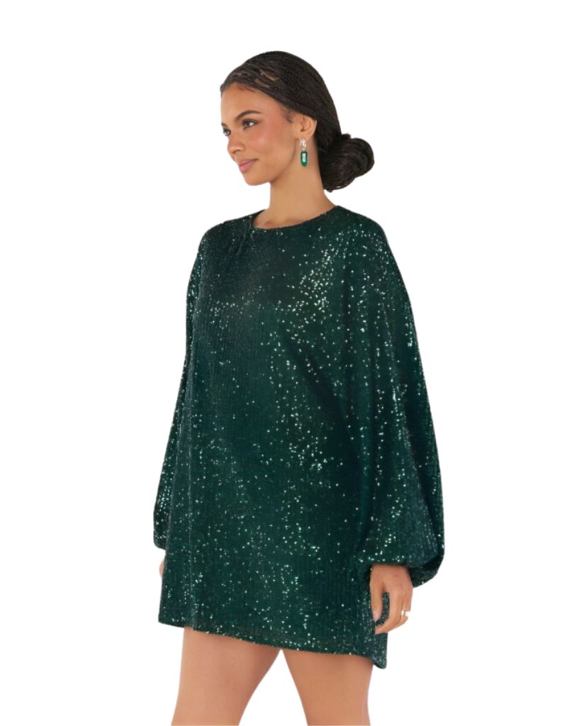 Show Me Your Mumu Sure Thing Mini Dress in Emerald Sequins
