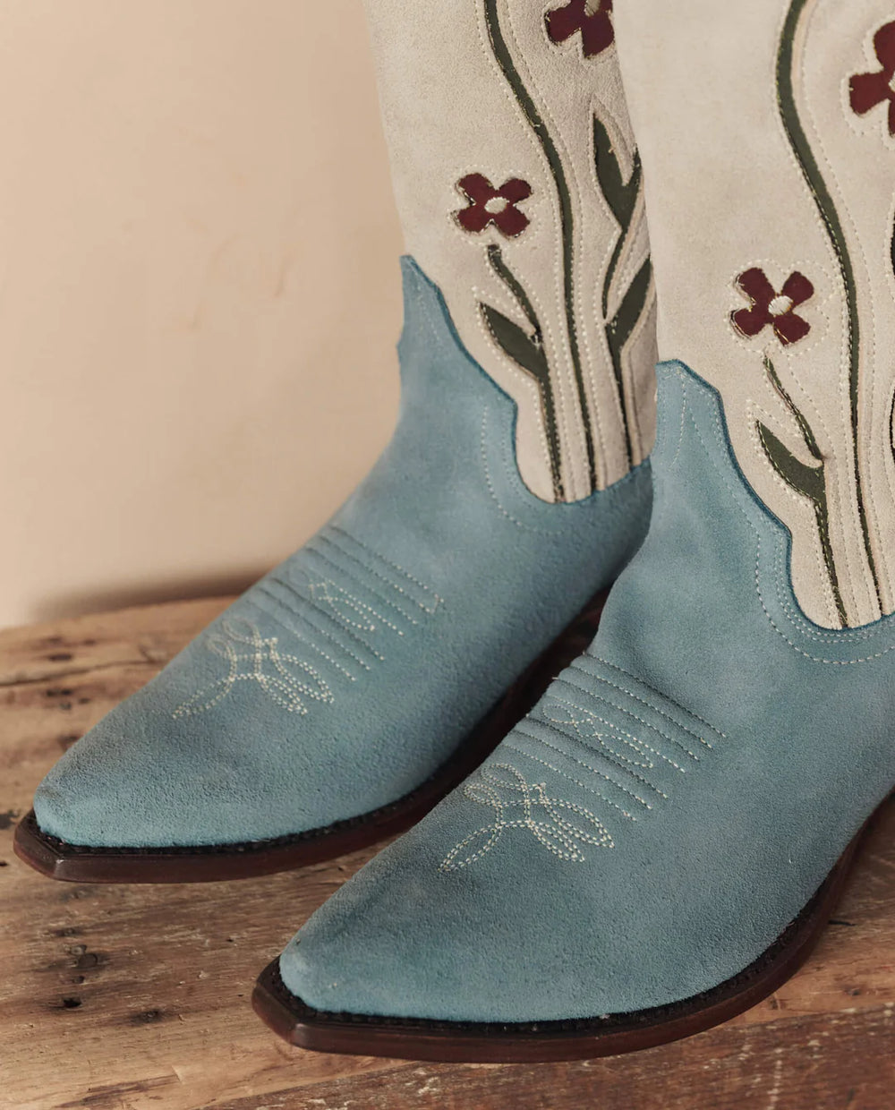 The Great The Cowboy Boot in Washed Indigo Floral