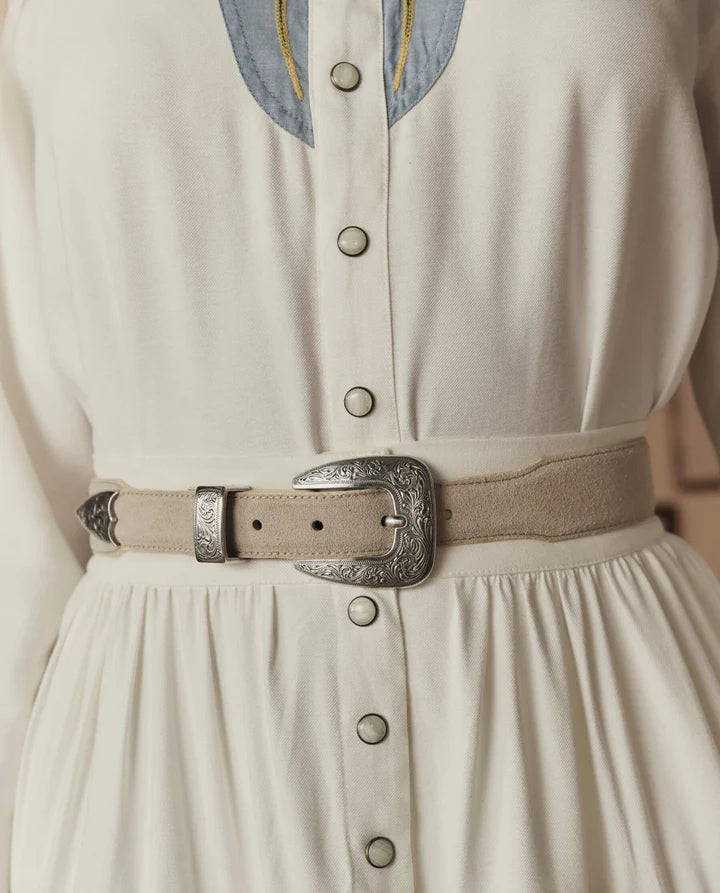 The Great The Western Narrow Belt in Cream & Silver