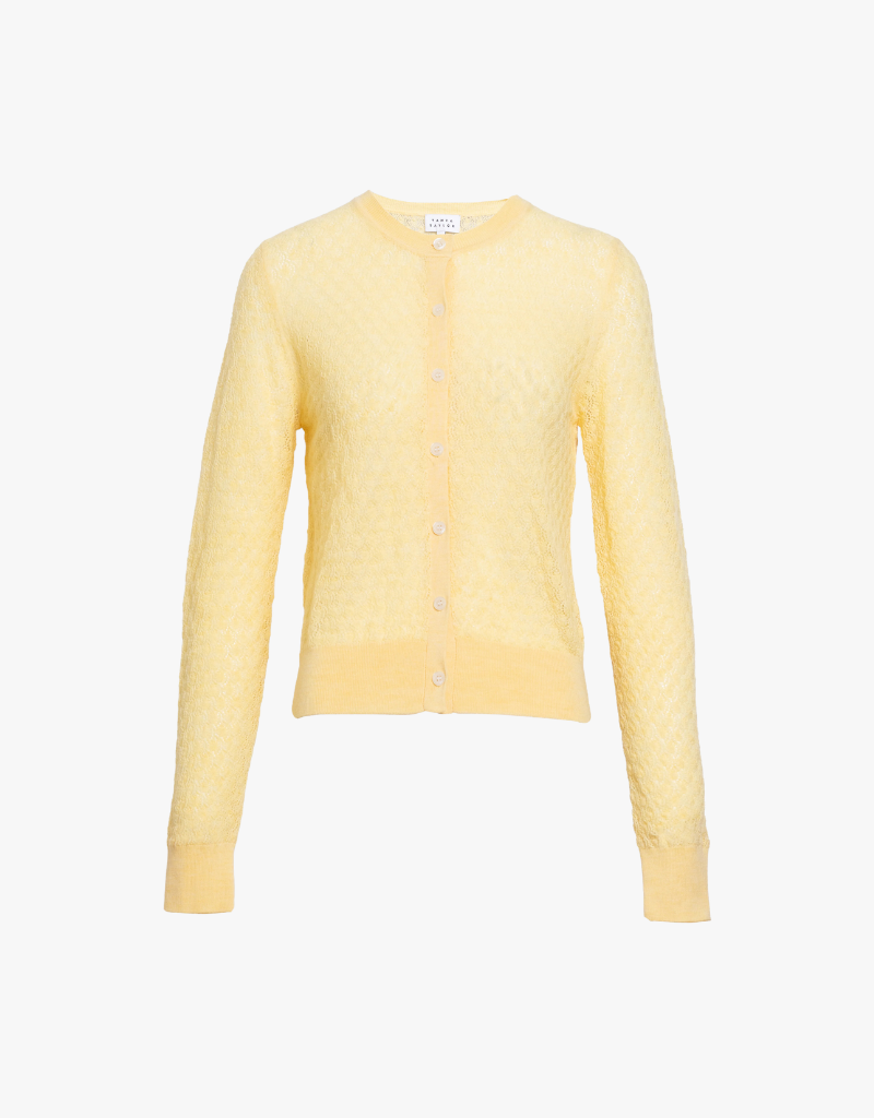 Tanya Taylor Lisa Knit Cardigan in Lemon Meringue