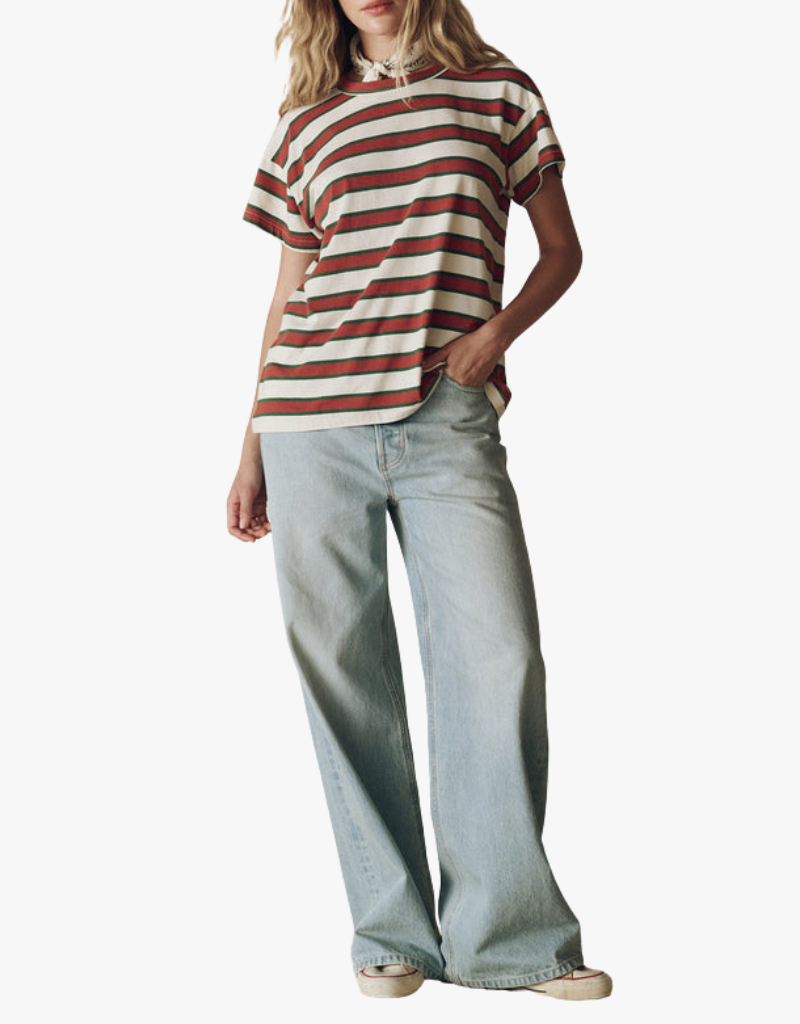 The Great The Boxy Crew in Cream Bridle Stripe