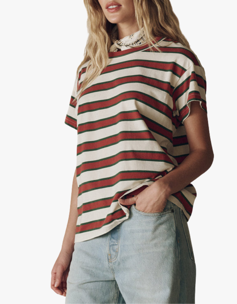 The Great The Boxy Crew in Cream Bridle Stripe