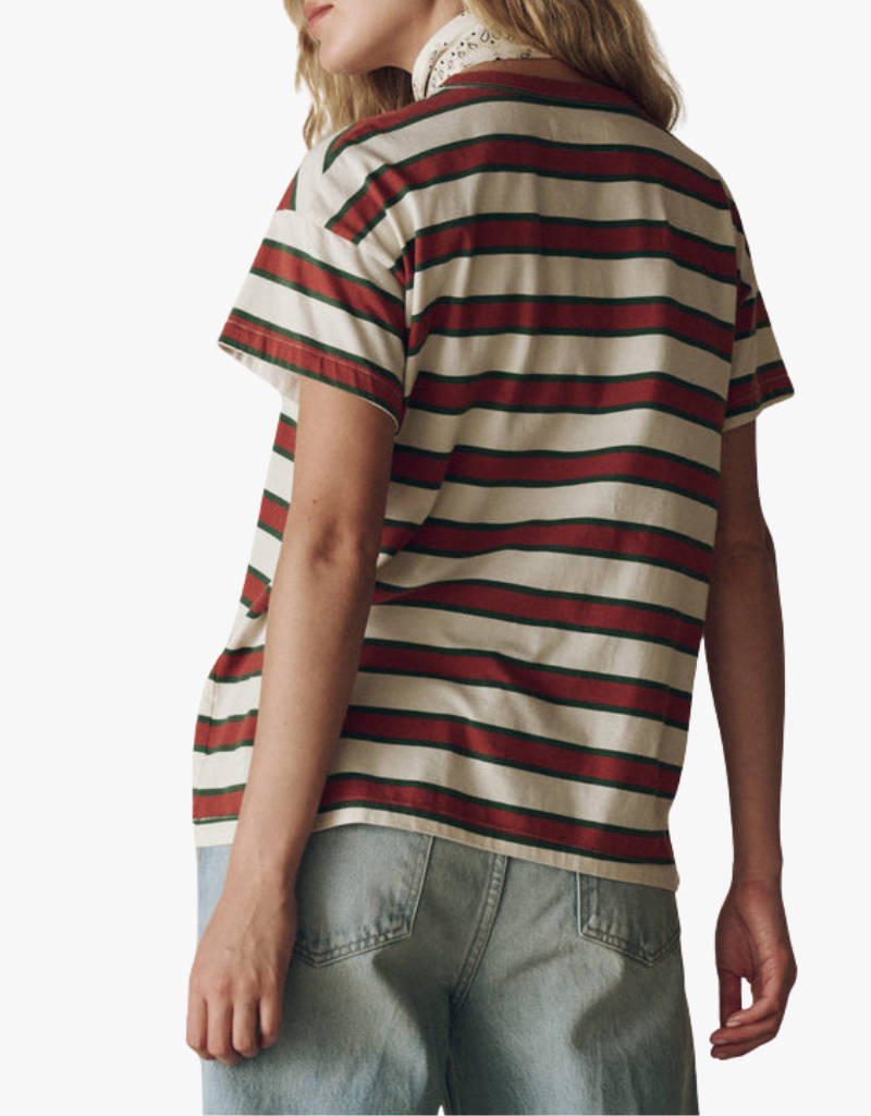 The Great The Boxy Crew in Cream Bridle Stripe