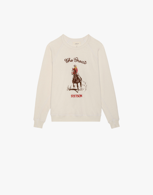 The Great The College Sweatshirt Stetson Graphic in Washed White