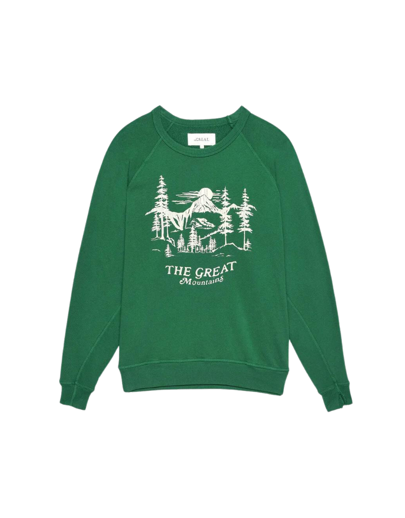 The Great The College Sweatshirt with Snowdrift Graphic in Holly Leaf