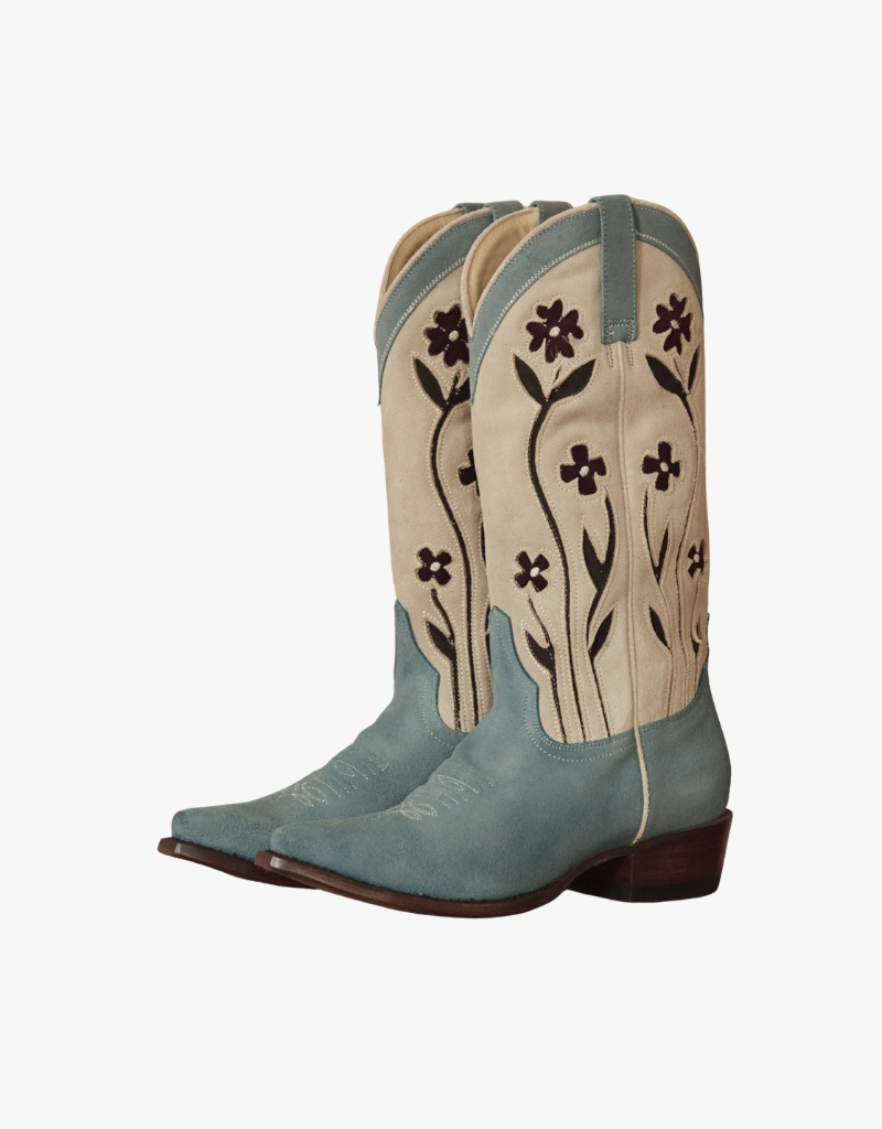 The Great The Cowboy Boot in Washed Indigo Floral
