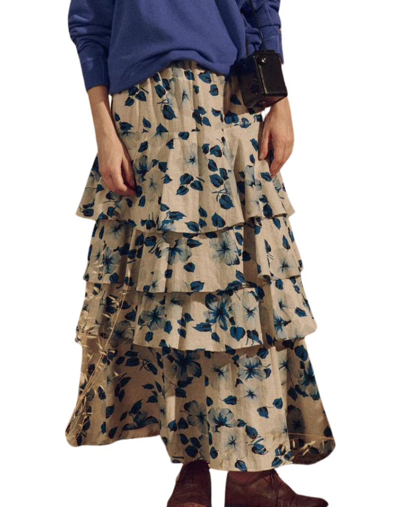 The Great The Gazebo Skirt in Deep Meadow Floral