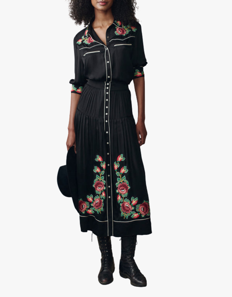 The Great The Heirloom Rose Highland Skirt in Black