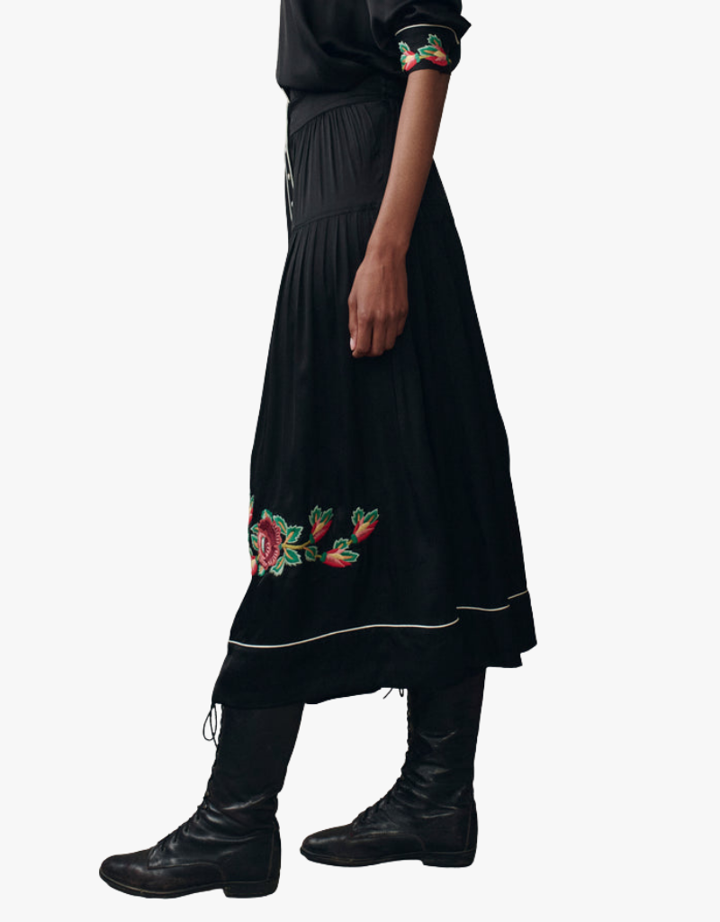 The Great The Heirloom Rose Highland Skirt in Black
