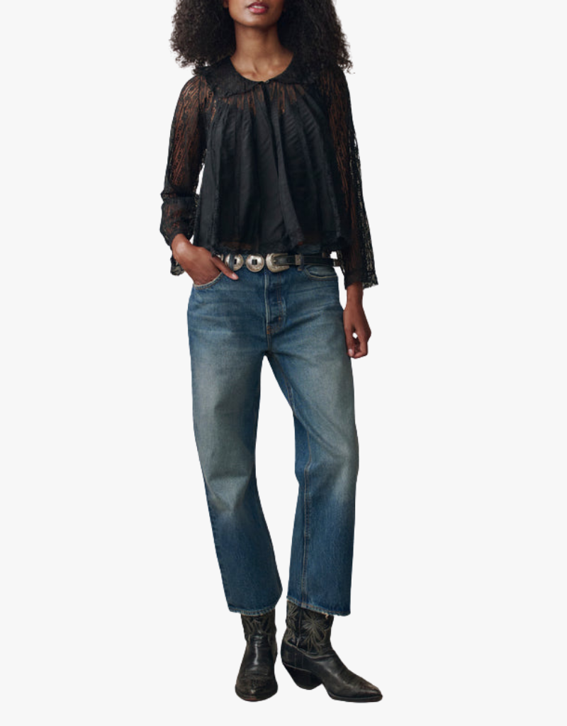 The Great The Keepsake Lace Collared Top in Black