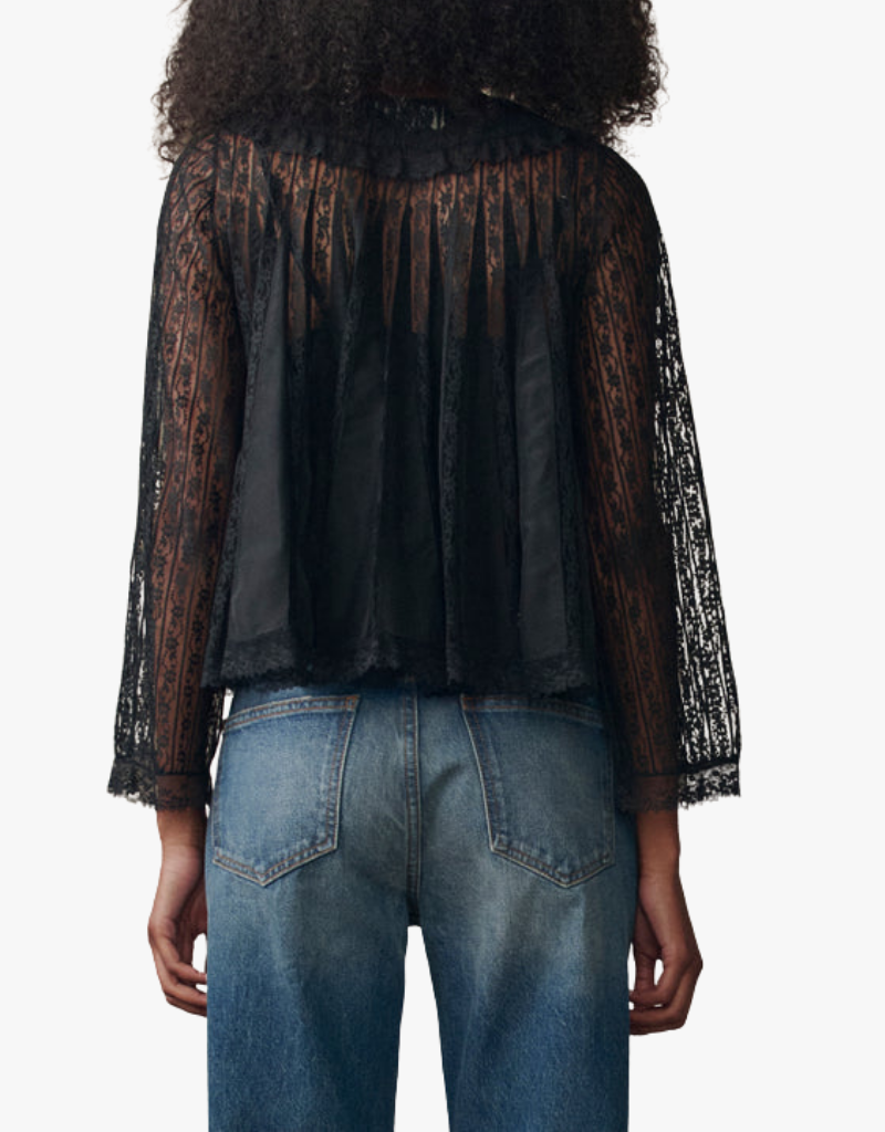 The Great The Keepsake Lace Collared Top in Black