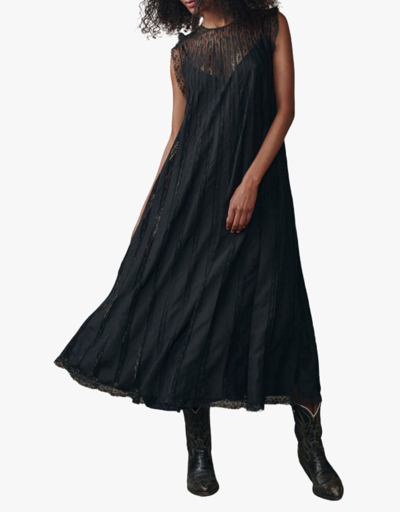 The Great The Keepsake Lace Column Dress in Black
