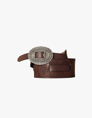The Great The Tooled Waist Belt in Brown & Silver