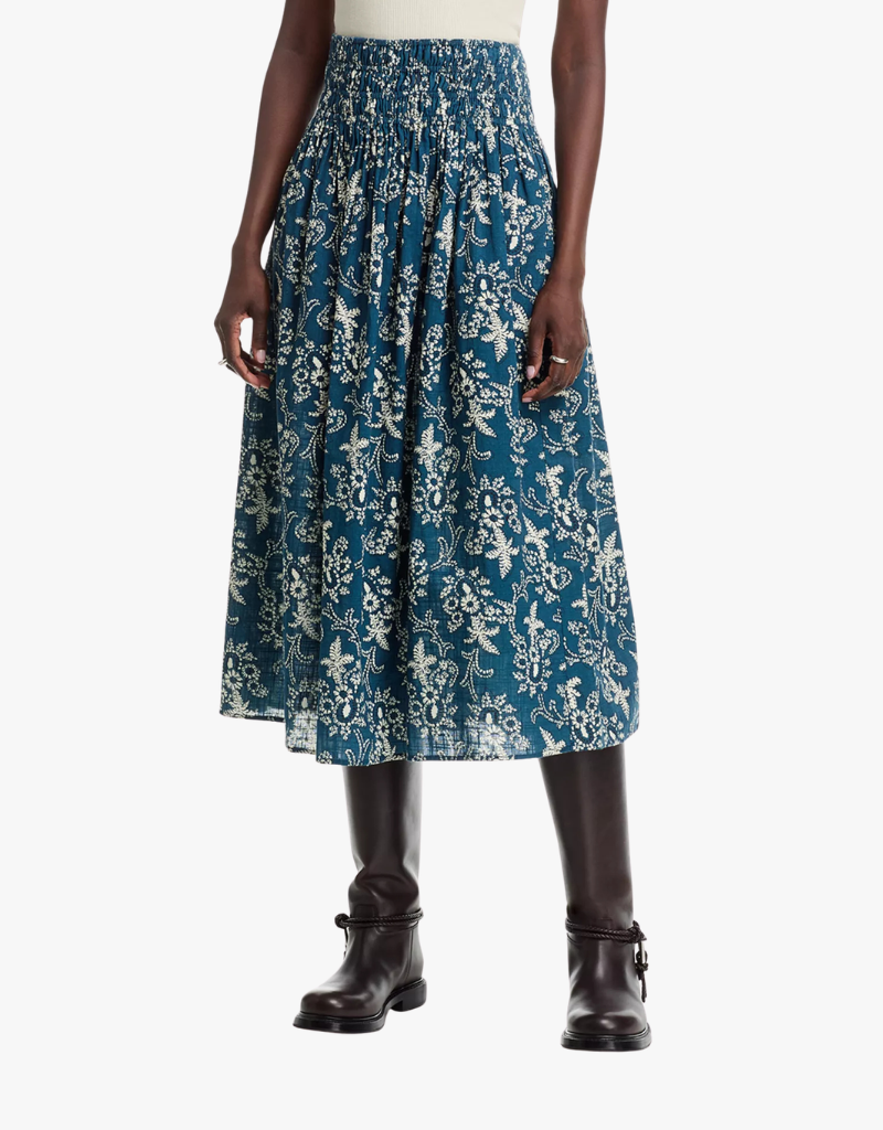 The Great The Viola Skirt in Indigo Bandana