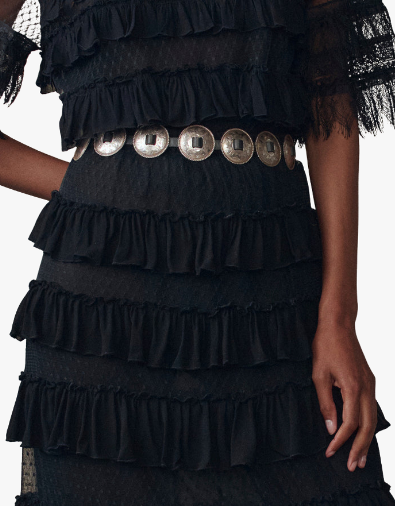 The Great The Winter Mesh Flounce Skirt in Black