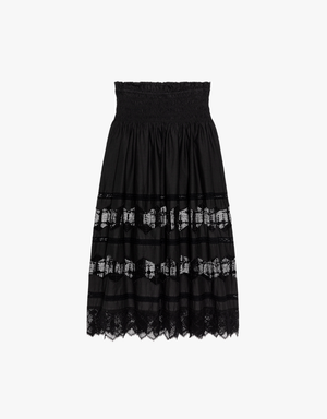 The Great The Rosette Crochet Canary Skirt in Black