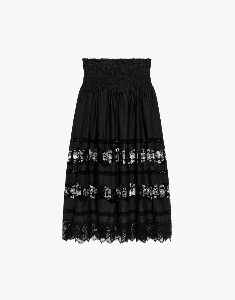 The Great The Rosette Crochet Canary Skirt in Black