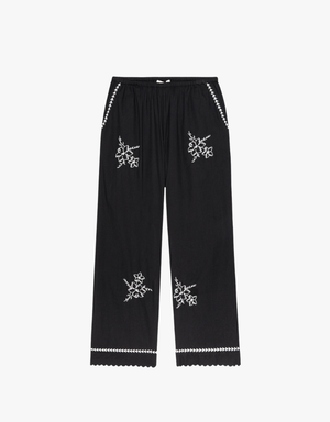 The Great The Weekend Pant With Hanky Embroidery in Black
