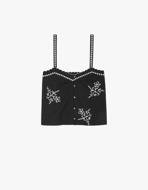 The Great The Weekend Tank With Hanky Embroidery in Black