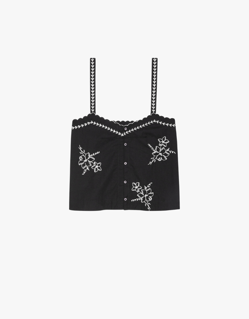 The Great The Weekend Tank With Hanky Embroidery in Black