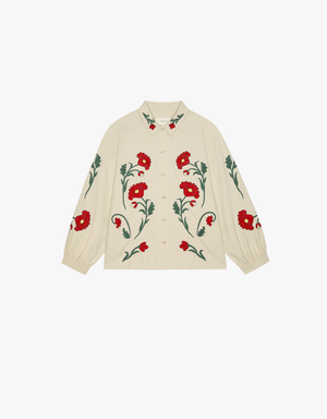 The Great The Western Embroidered Commodore Jacket in Cream