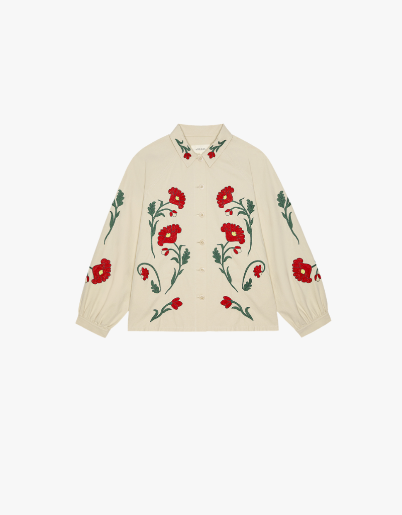 The Great The Western Embroidered Commodore Jacket in Cream