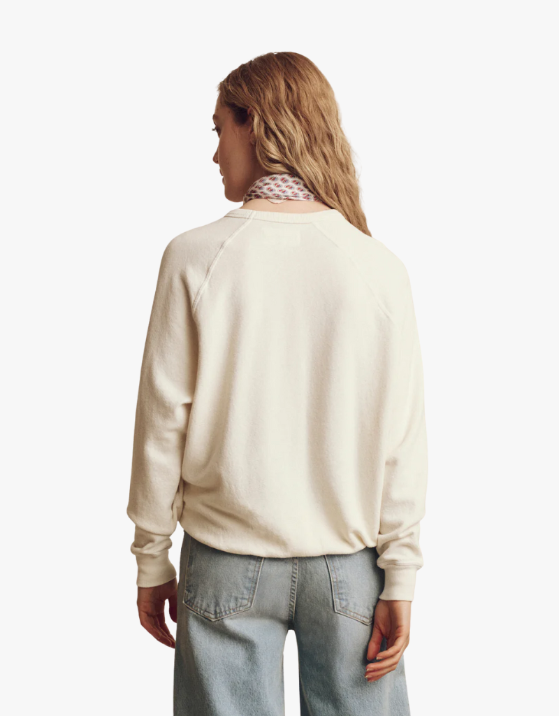 The Great The College Sweatshirt With Heart Graphic in Washed White & Red