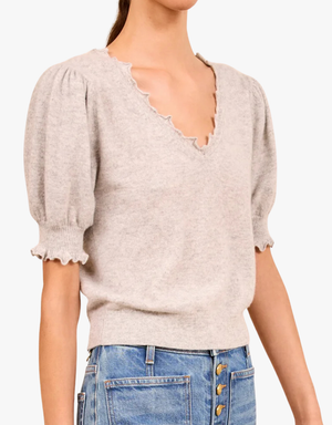 Ulla Johnson Polline Top in Camel in Pebble